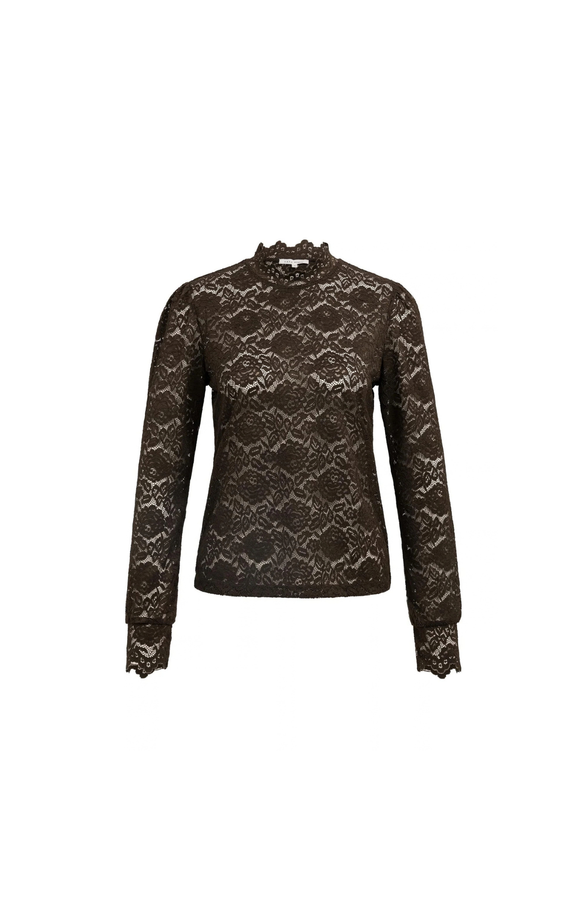 Yaya | Kanten top met hoge hals en lange mouwen - 3 kleuren