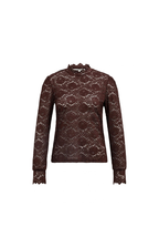 Yaya | Kanten top met hoge hals en lange mouwen - 3 kleuren
