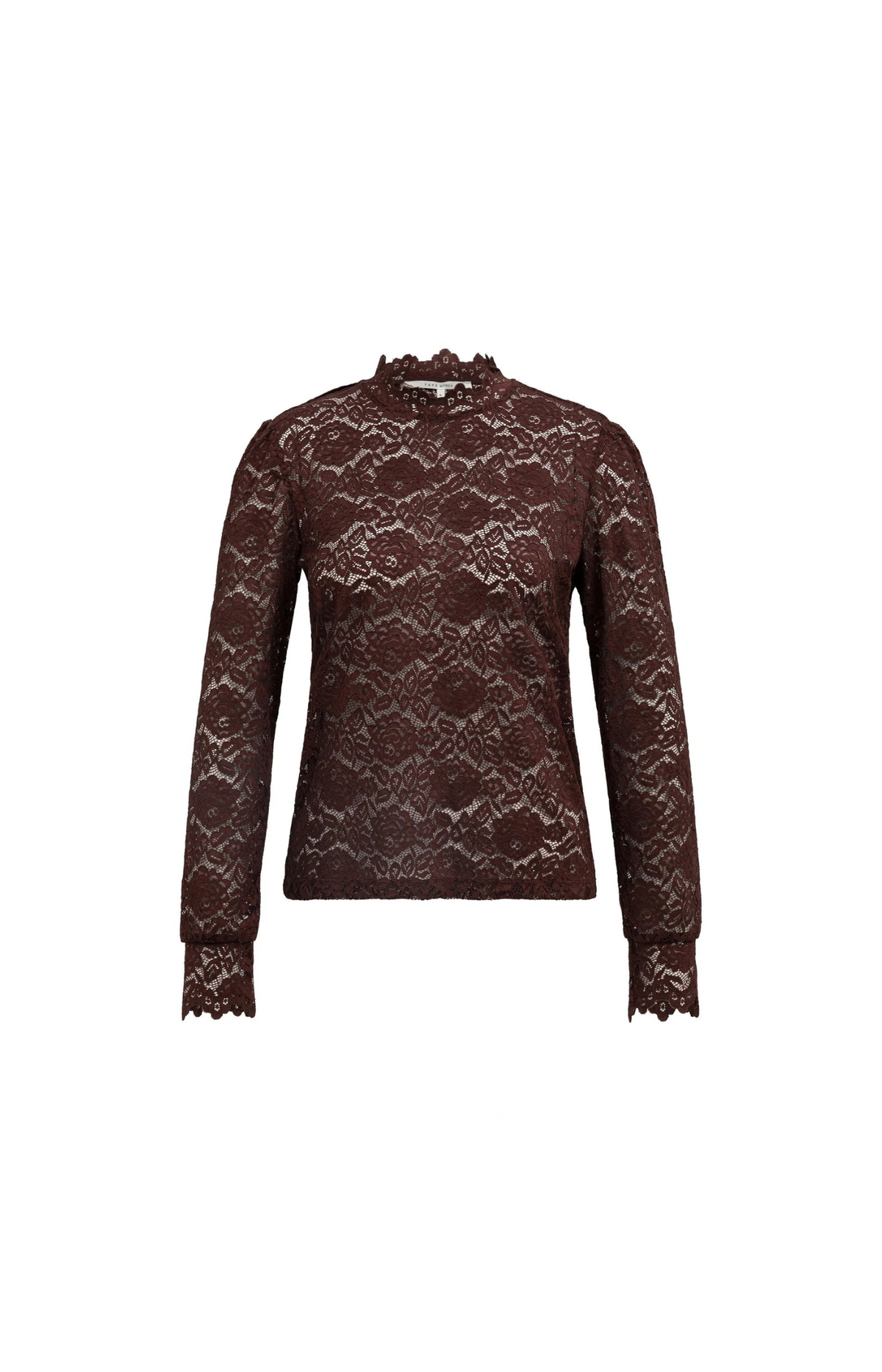 Yaya | Kanten top met hoge hals en lange mouwen - 3 kleuren
