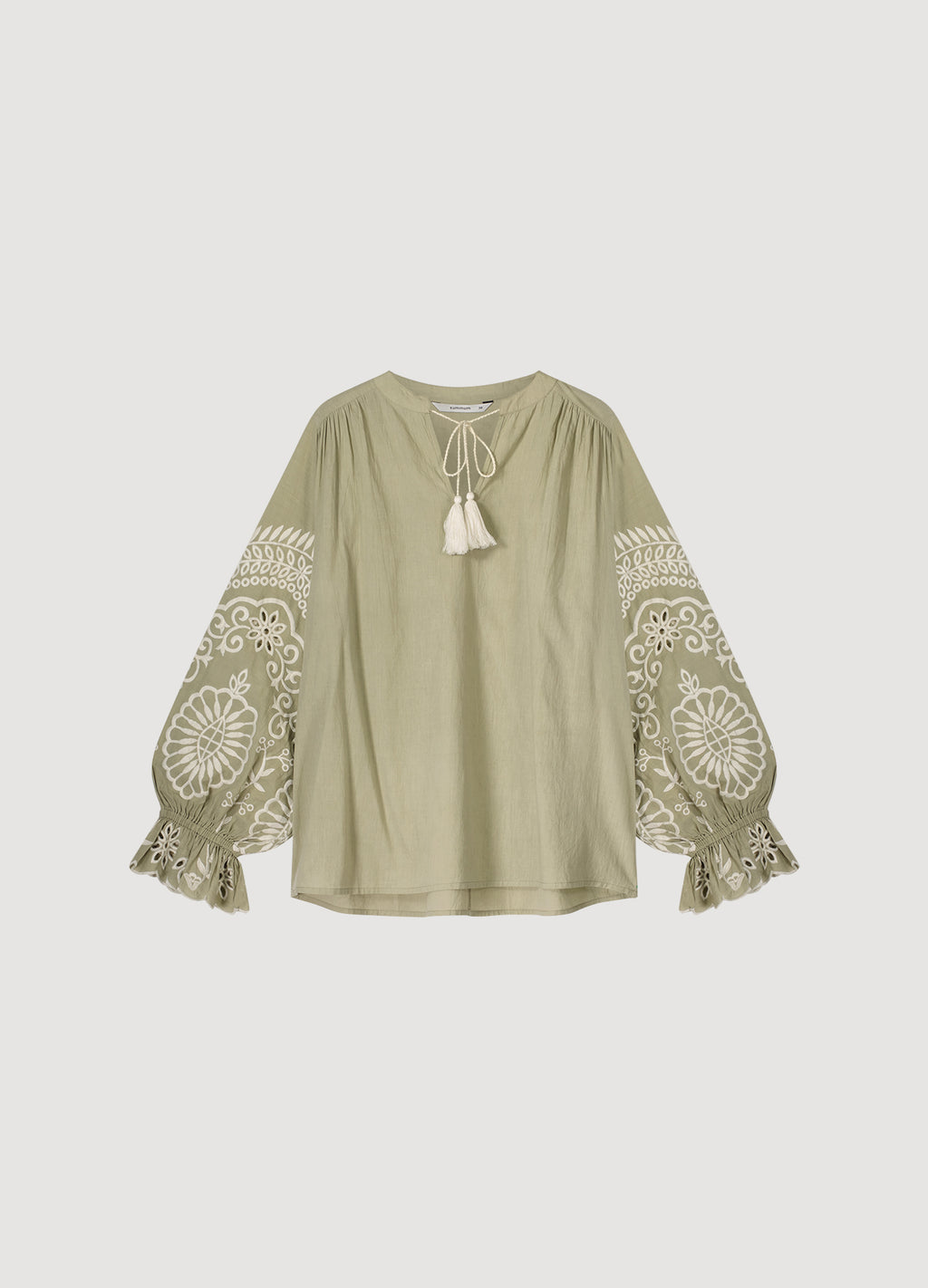Summum Woman | Top ivory embroidery - green lentil - 2s3052-12007