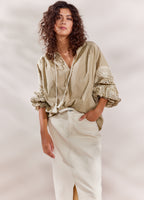 Summum Woman | Top ivory embroidery - green lentil - 2s3052-12007