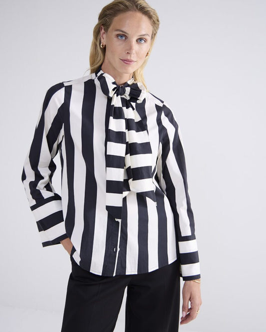 Summum Woman | Blouse bow stripe printed - 2s3141-12090