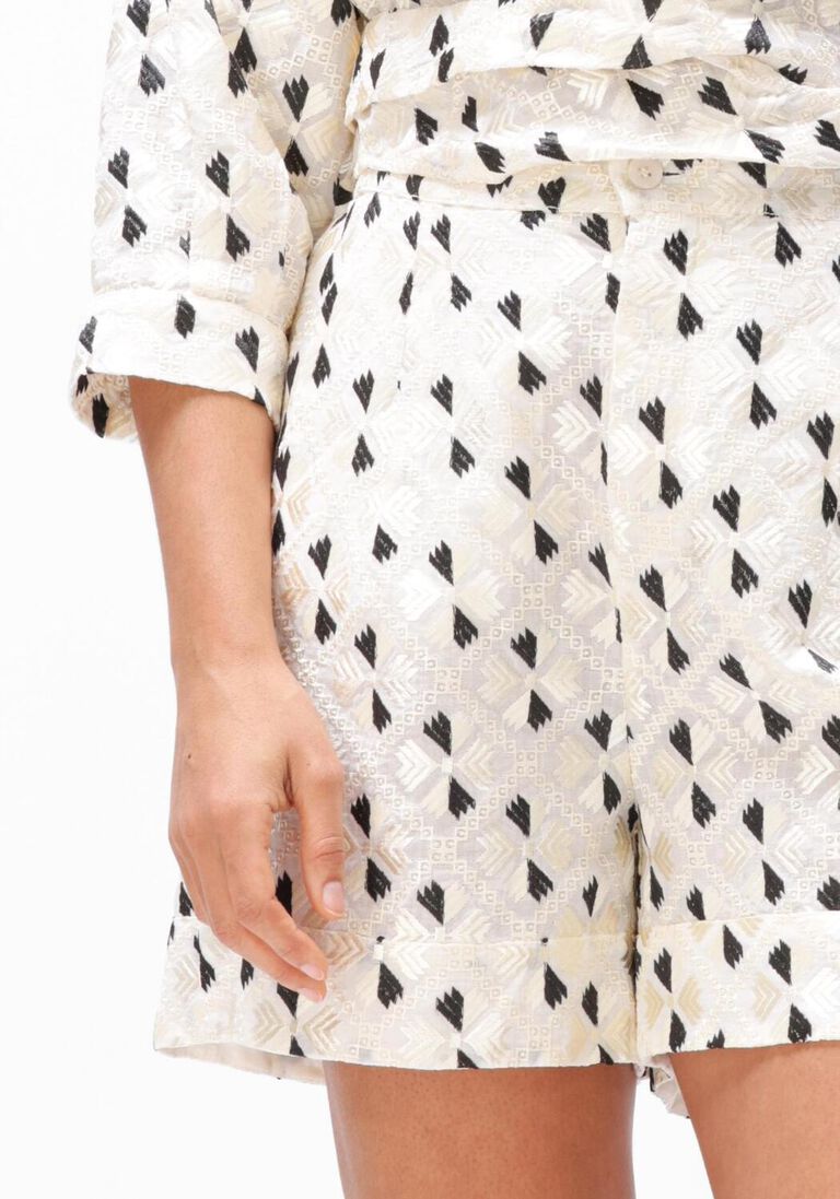 Greek Archaic Kori | Shorts Flakes Pleates White/Champagne