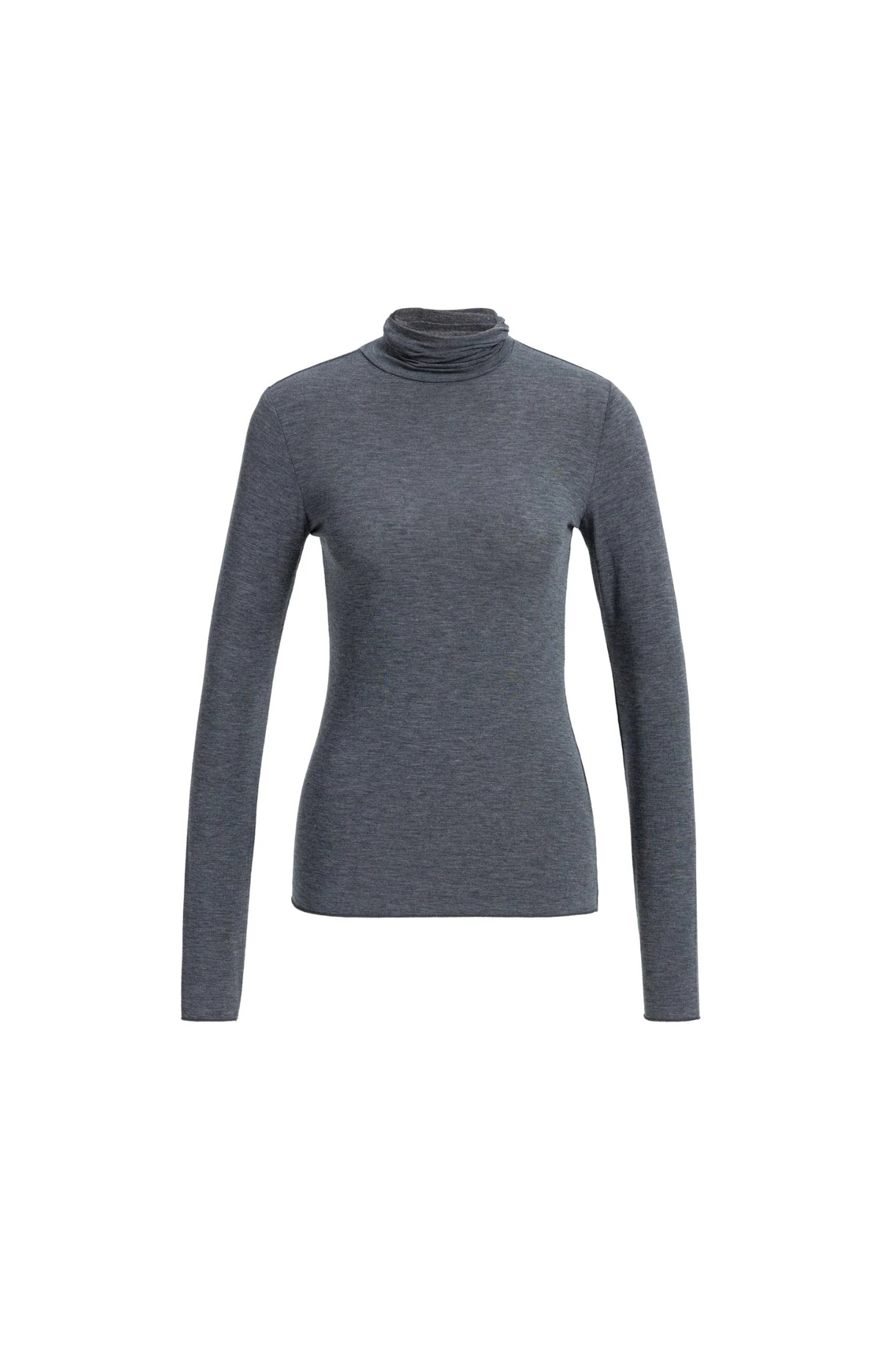 YAYA | Jersey coltop met lange mouwen - Dark Anthracite Melange