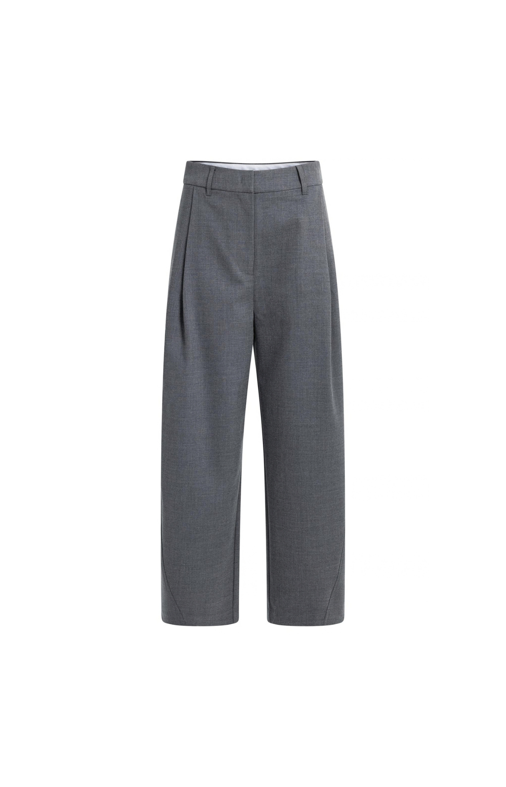 Yaya | Geweven broek met barrelpijpen en plooidetails - Medium Grey Melange