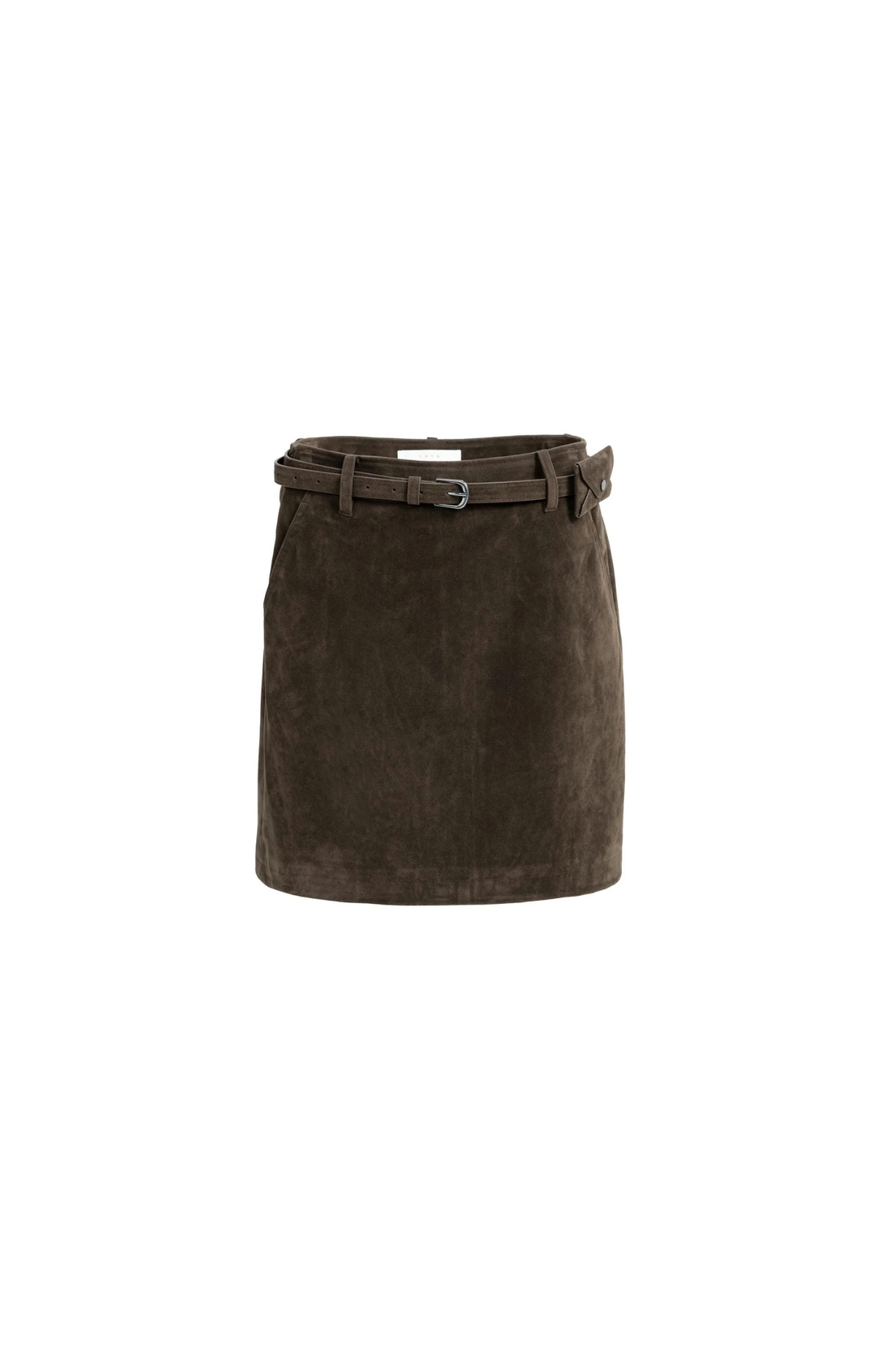 Yaya | Minirok van suedine met ceintuurdetail - Delicioso Brown