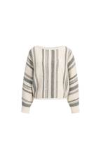 YAYA | Gebreide trui met boothals en streeppatroon -Off White Dessin