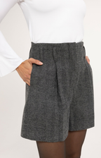 YAYA | Bermuda van gemêleerde visgraatstof - Medium Grey Melange