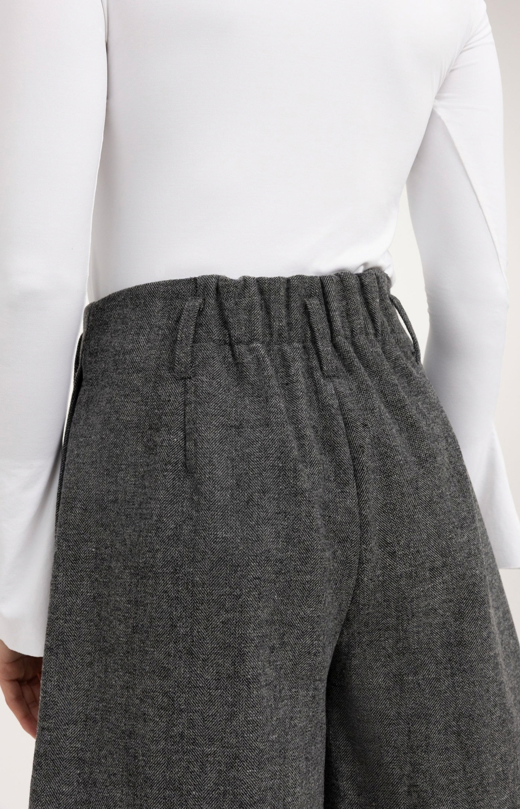 YAYA | Bermuda van gemêleerde visgraatstof - Medium Grey Melange