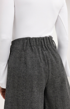 YAYA | Bermuda van gemêleerde visgraatstof - Medium Grey Melange