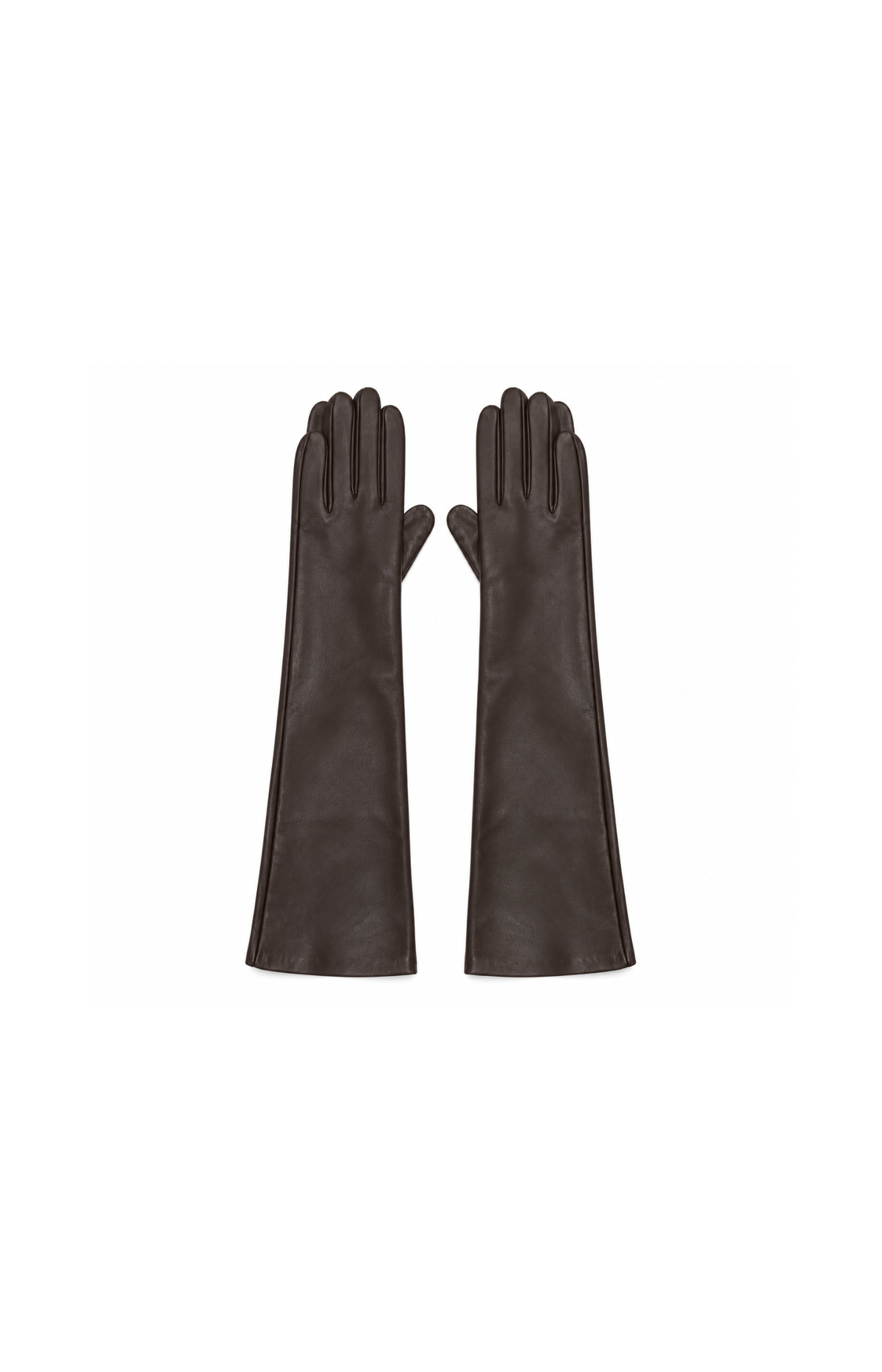 Yaya | Long leather Gloves - Slate Black Brown