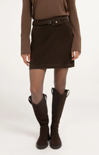Yaya | Minirok van suedine met ceintuurdetail - Delicioso Brown