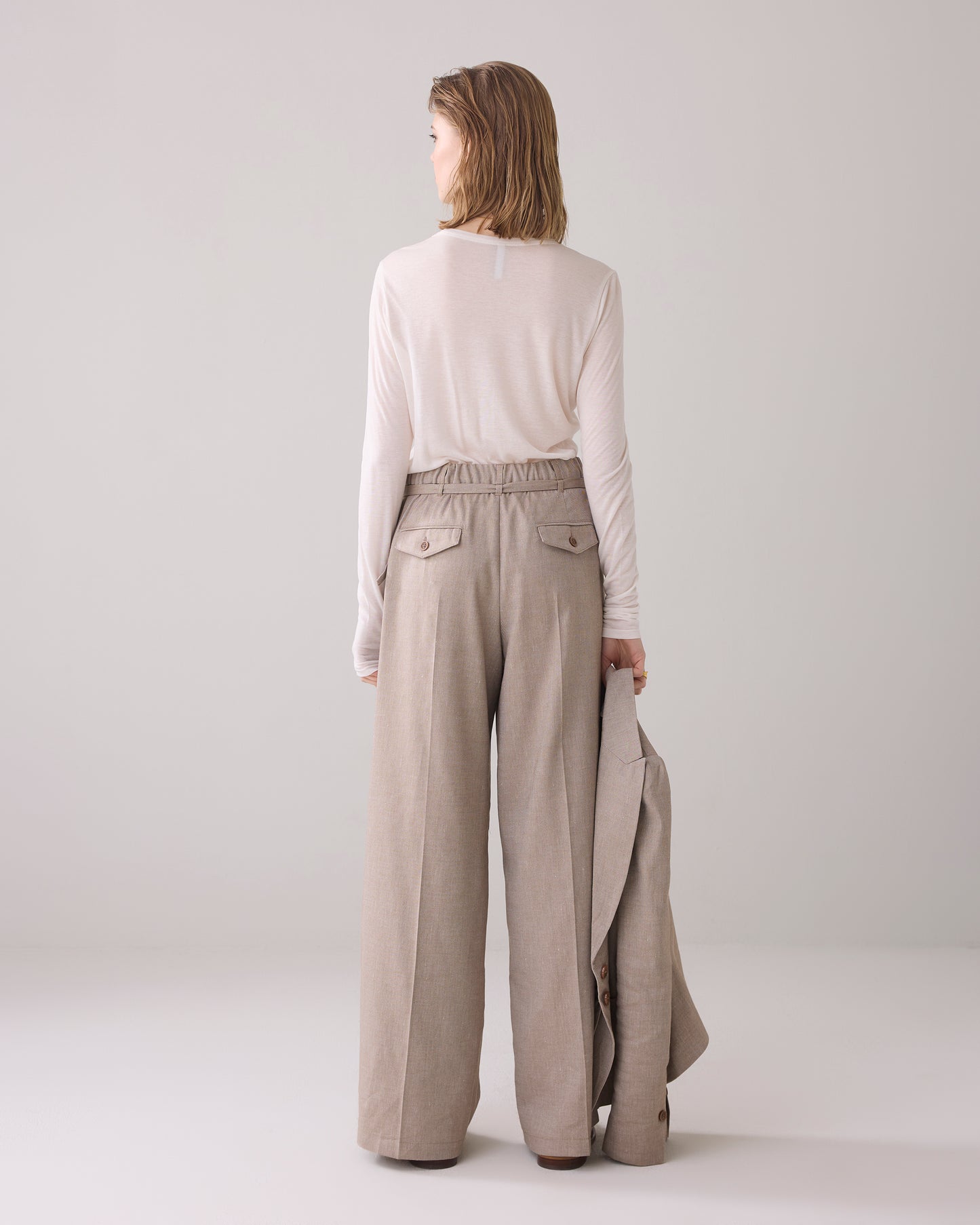 Summum Woman | trousers wide linen blend twill - khaki - 4s2767-12157