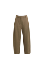 YAYA | Geweven Barrel-leg broek met plooidetail - Teak Brown