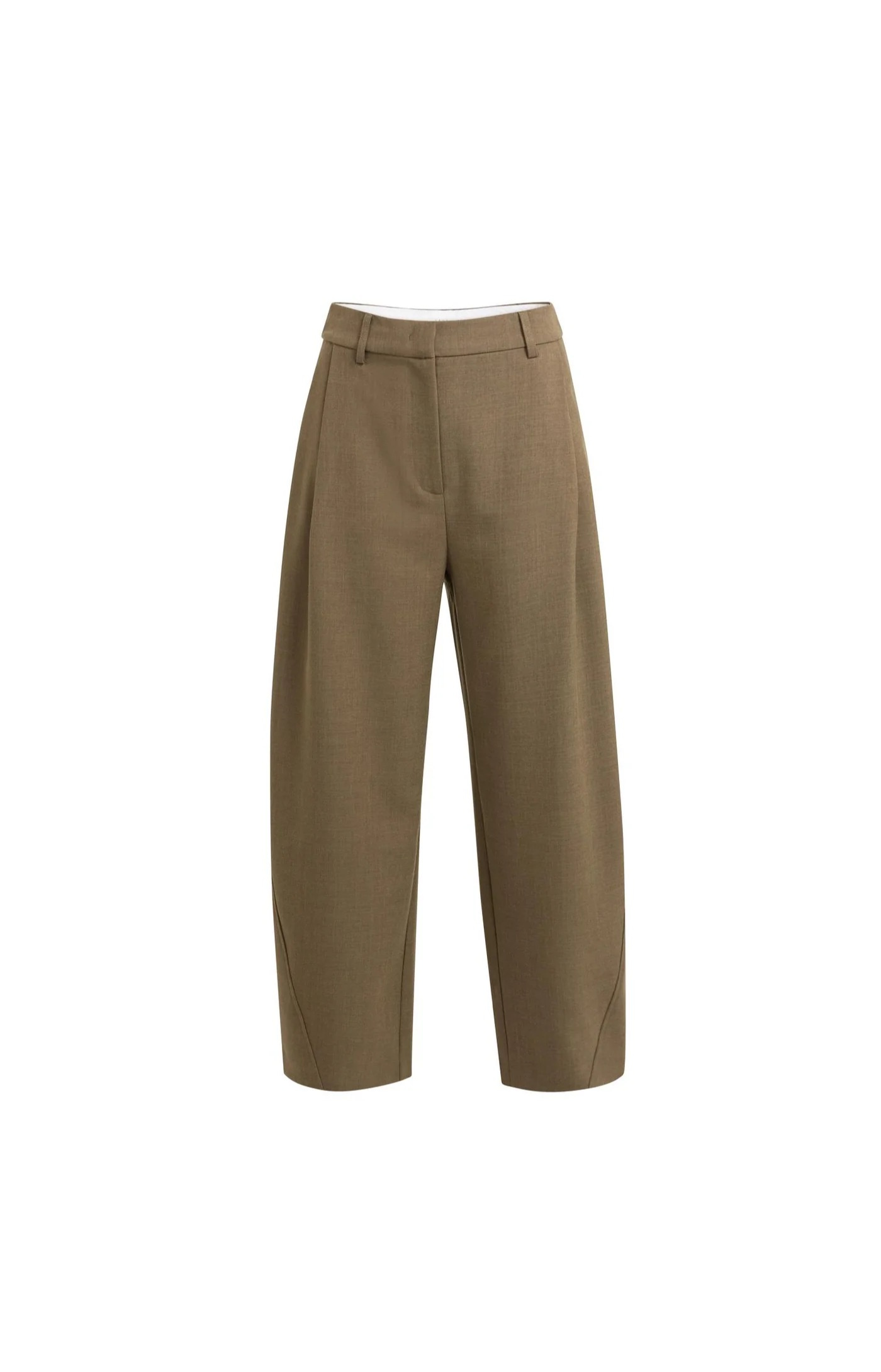 YAYA | Geweven Barrel-leg broek met plooidetail - Teak Brown