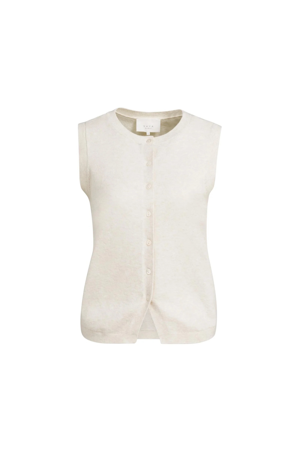 YAYA | Gebreide spencer met knoopsluiting - Off White Melange