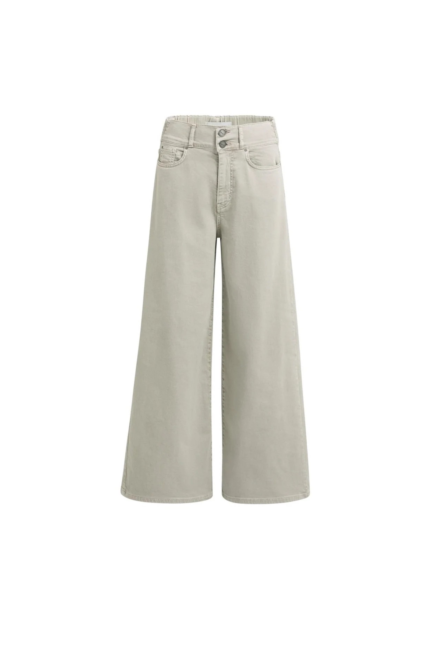 YAYA | Denim broek met wijde pijpen en brede tailleband - Mid Grey Denim