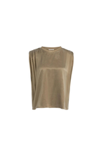 YAYA | Mouwloze top met schouderplooien - Teak Brown