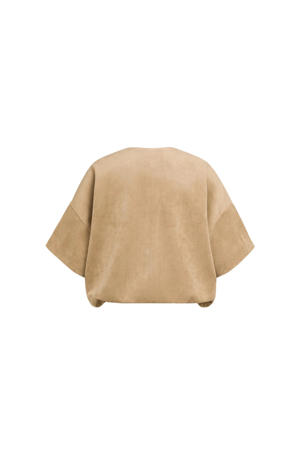 YAYA | Oversized suedine jasje met korte mouwen - Otter Brown