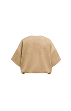 YAYA | Oversized suedine jasje met korte mouwen - Otter Brown