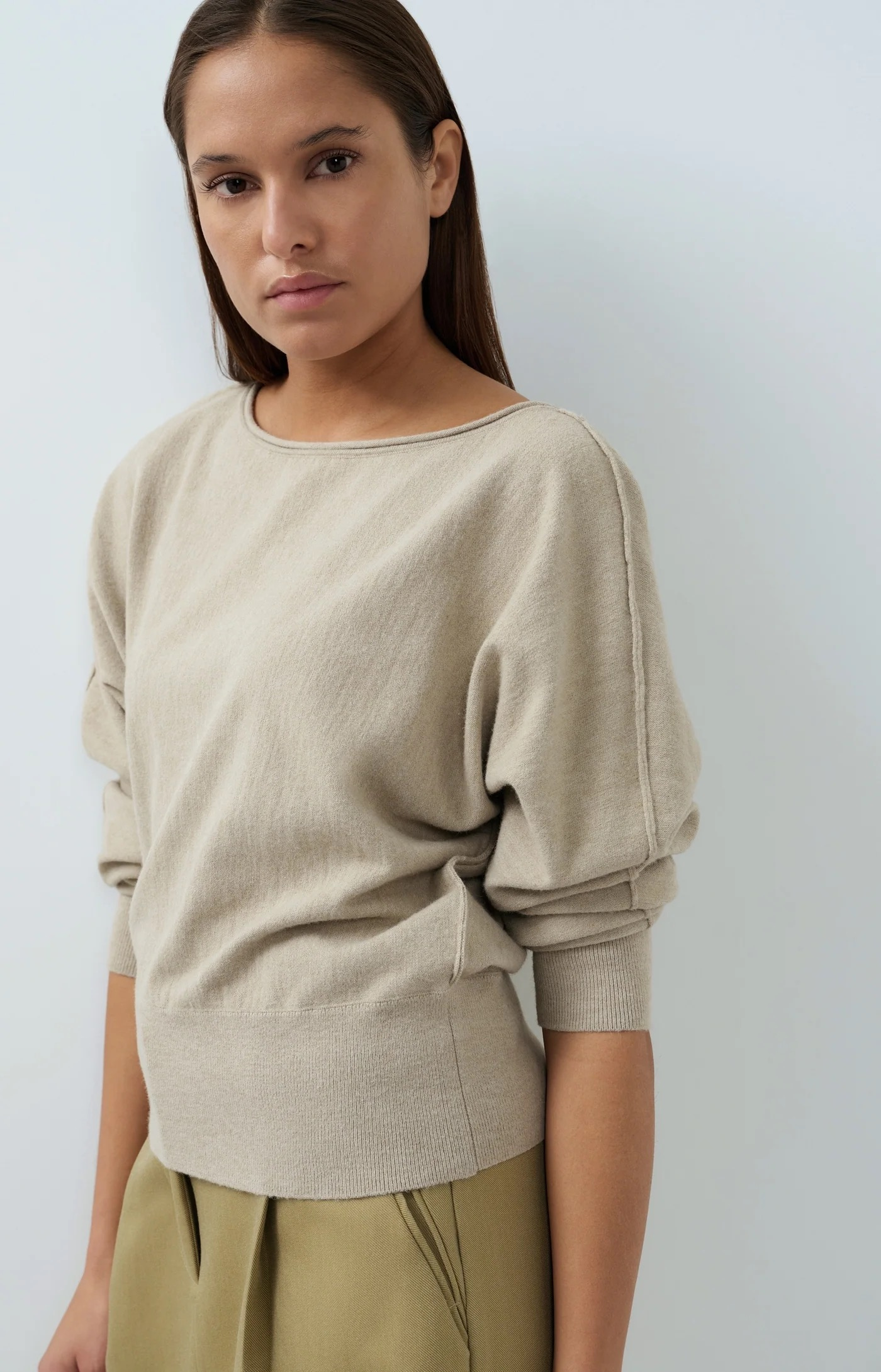 YAYA | Trui met boothals en lange mouwen - Pure Cashmere Grey