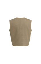 YAYA | Geweven gilet met overslag details en striksluiting - Teak Brown
