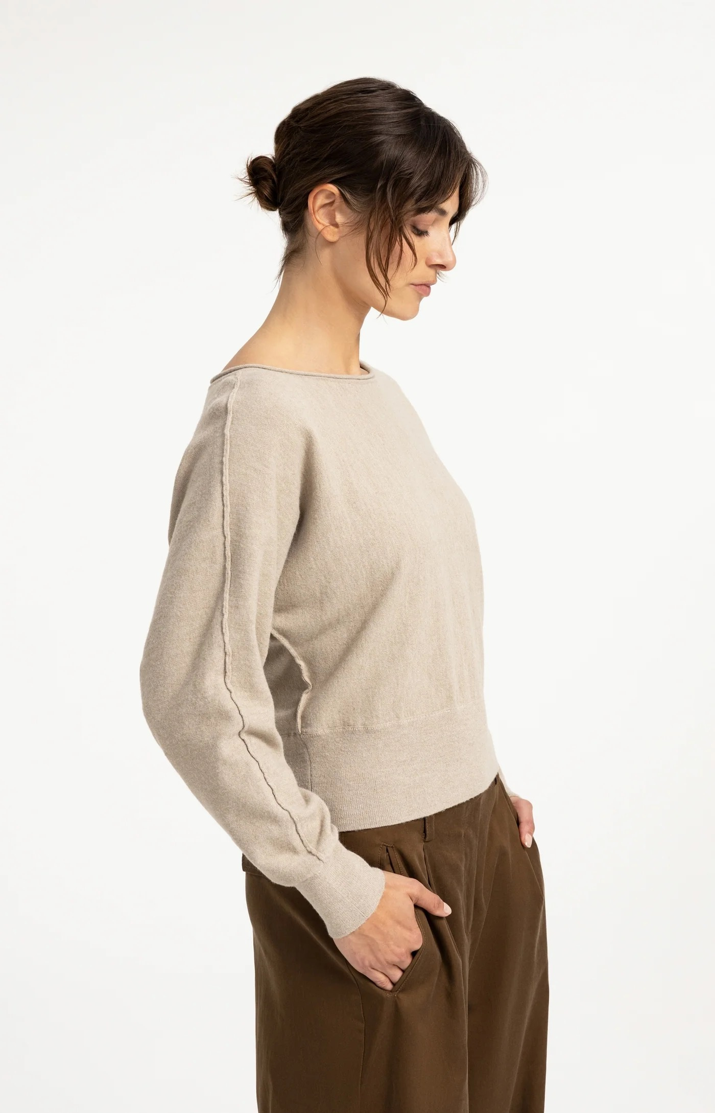 YAYA | Trui met boothals en lange mouwen - Pure Cashmere Grey