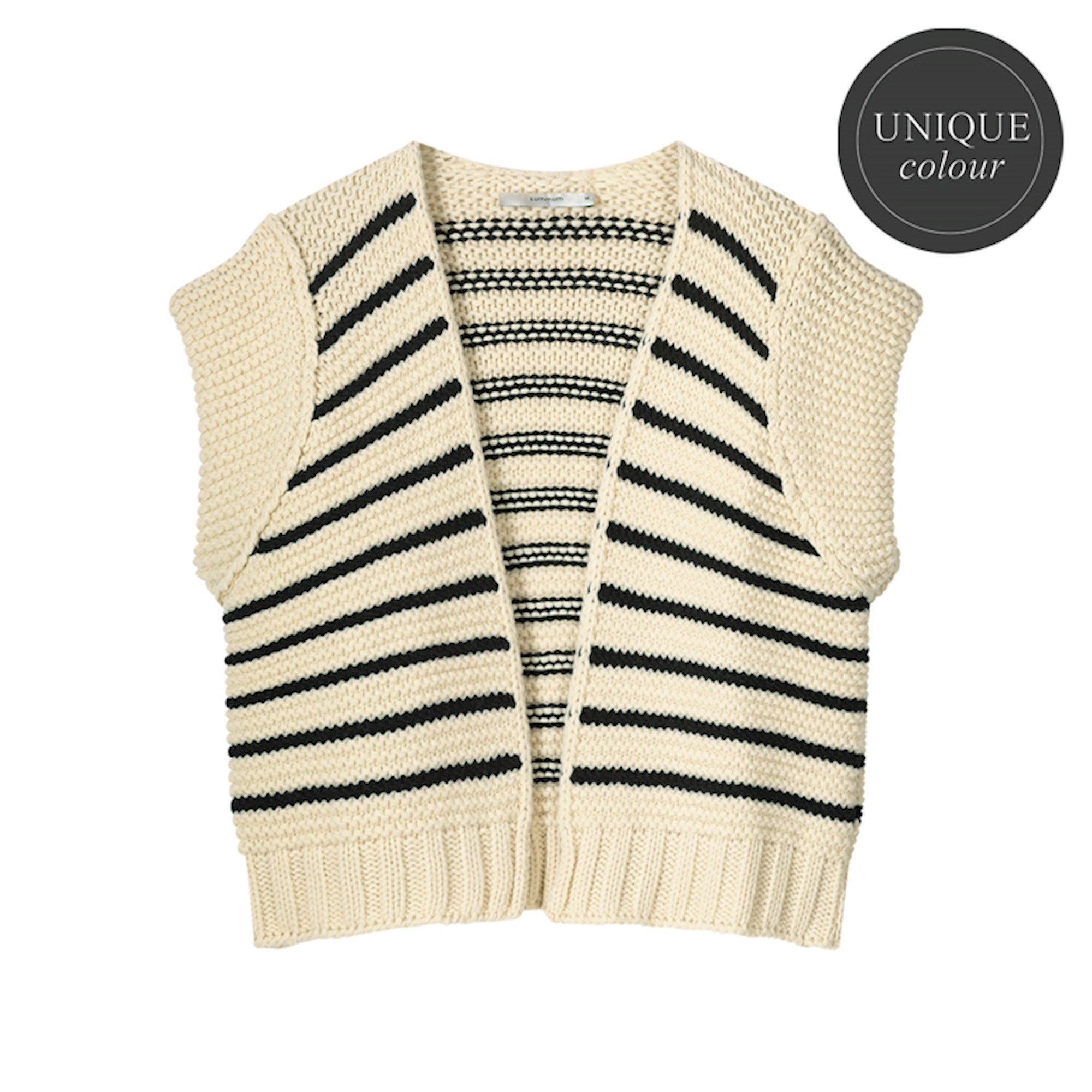 Summum Woman | Ivory Sleeveless cardigan chunky ribble knit - 7s5806-7976