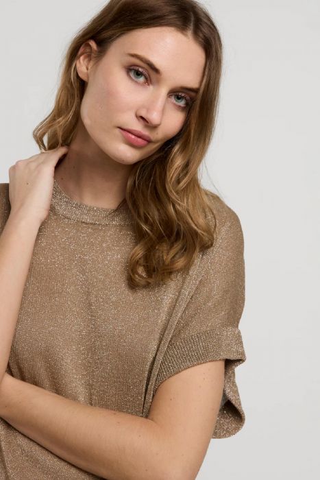 Summum Woman | Oversized sleeveless sweater shimmering lurex knit - funghi - 7s5827-7977