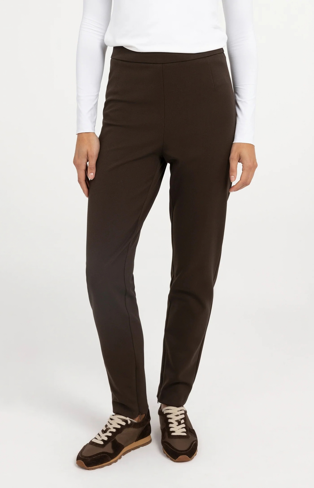 YAYA | Stretch tregging met ritsdetails - Delicioso Brown