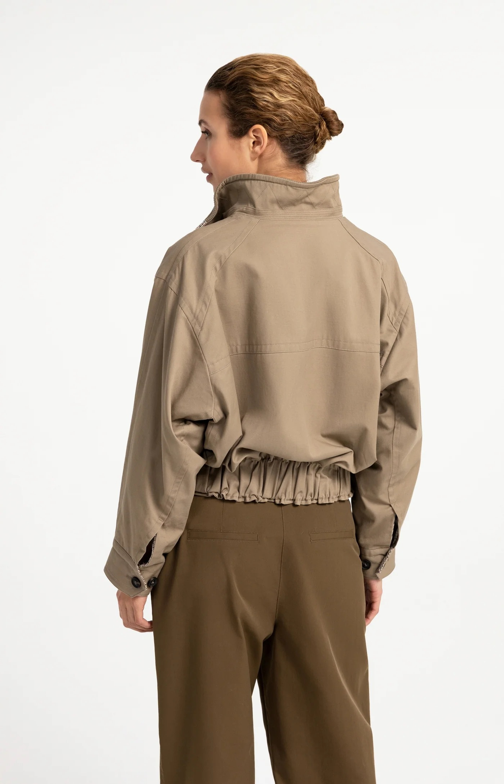 YAYA | Oversized jack met opstaande kraag - Otter Brown