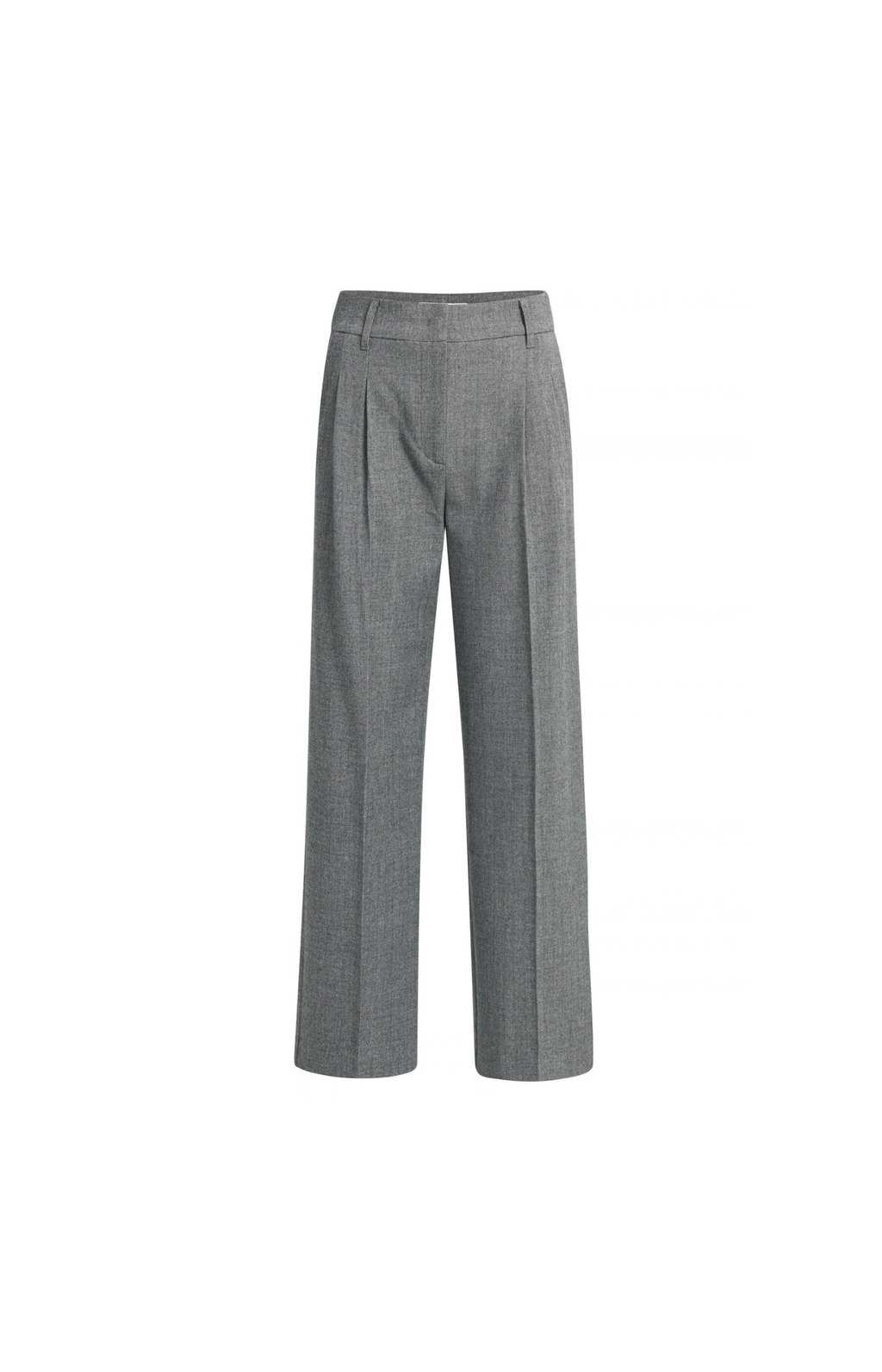 Yaya | Zachte geweven pantalon met wijde pijpen - Medium grey melange