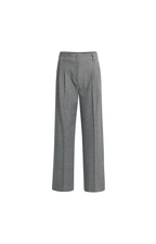 Yaya | Zachte geweven pantalon met wijde pijpen - Medium grey melange