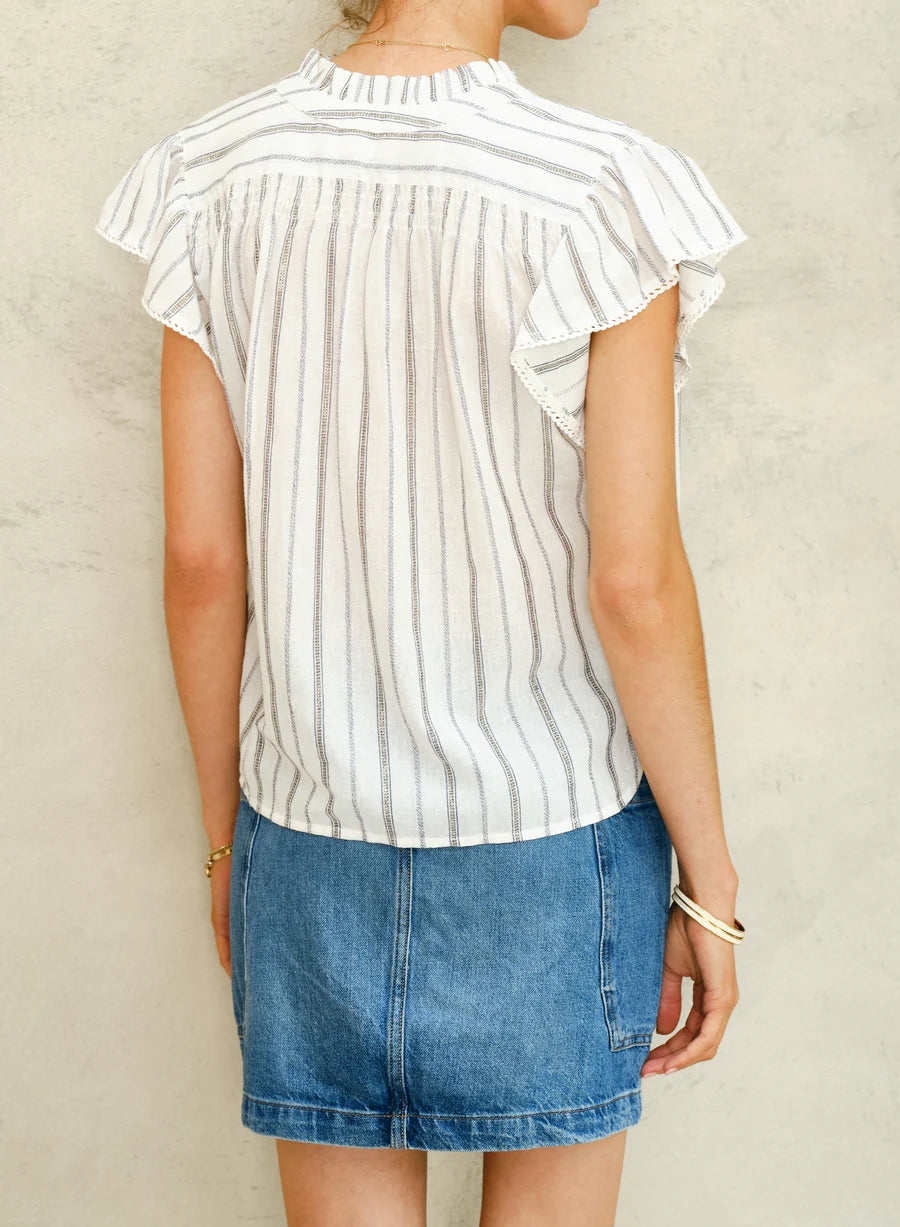 M.A.B.E | Alma Top - Ecru Stripe - 643342
