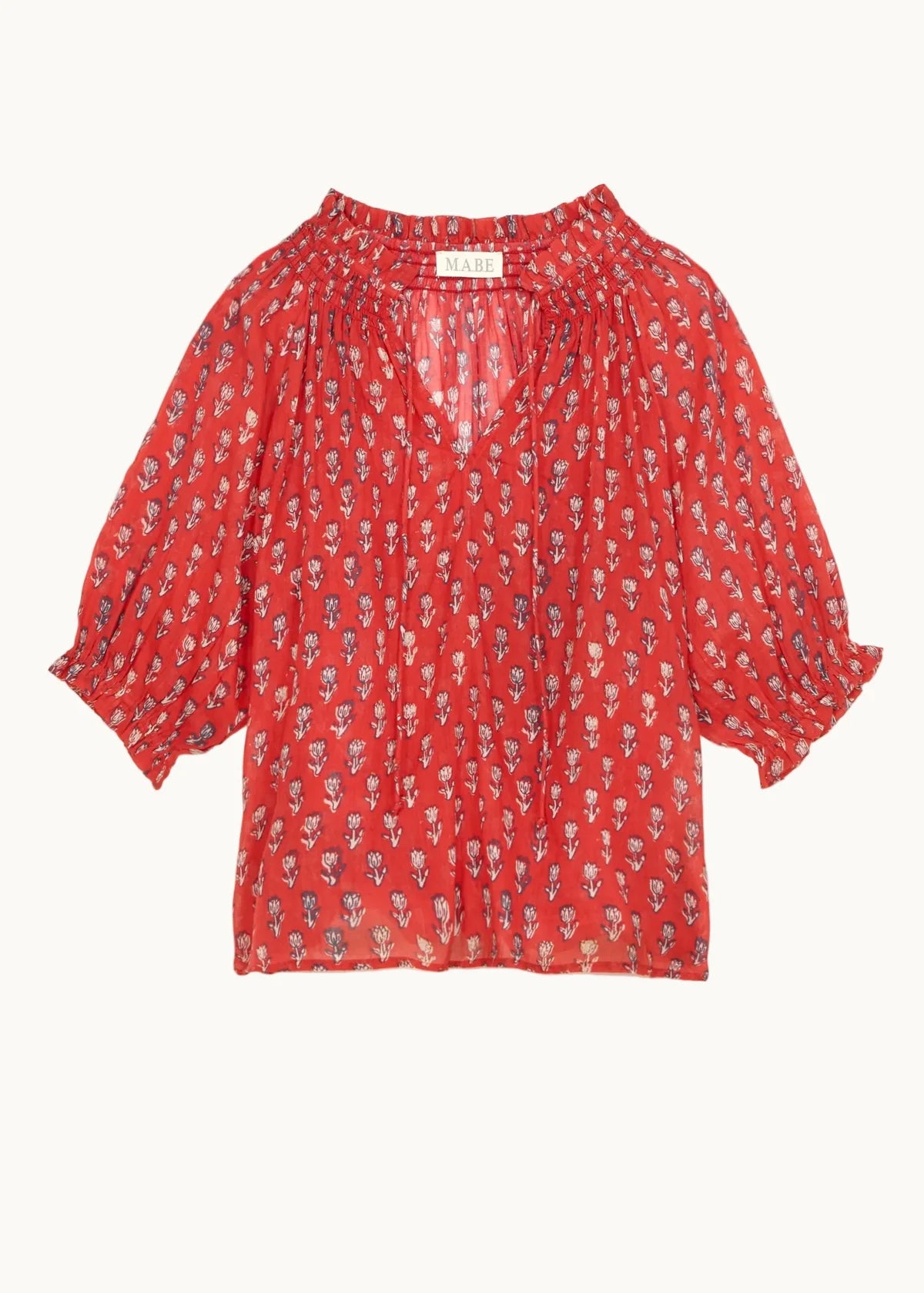 M.A.B.E. | Ari Print Short Sleeve Top Red