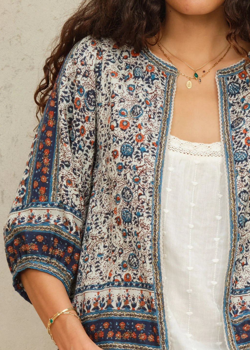 M.A.B.E | Cass Print Jacket Indigo/Rust