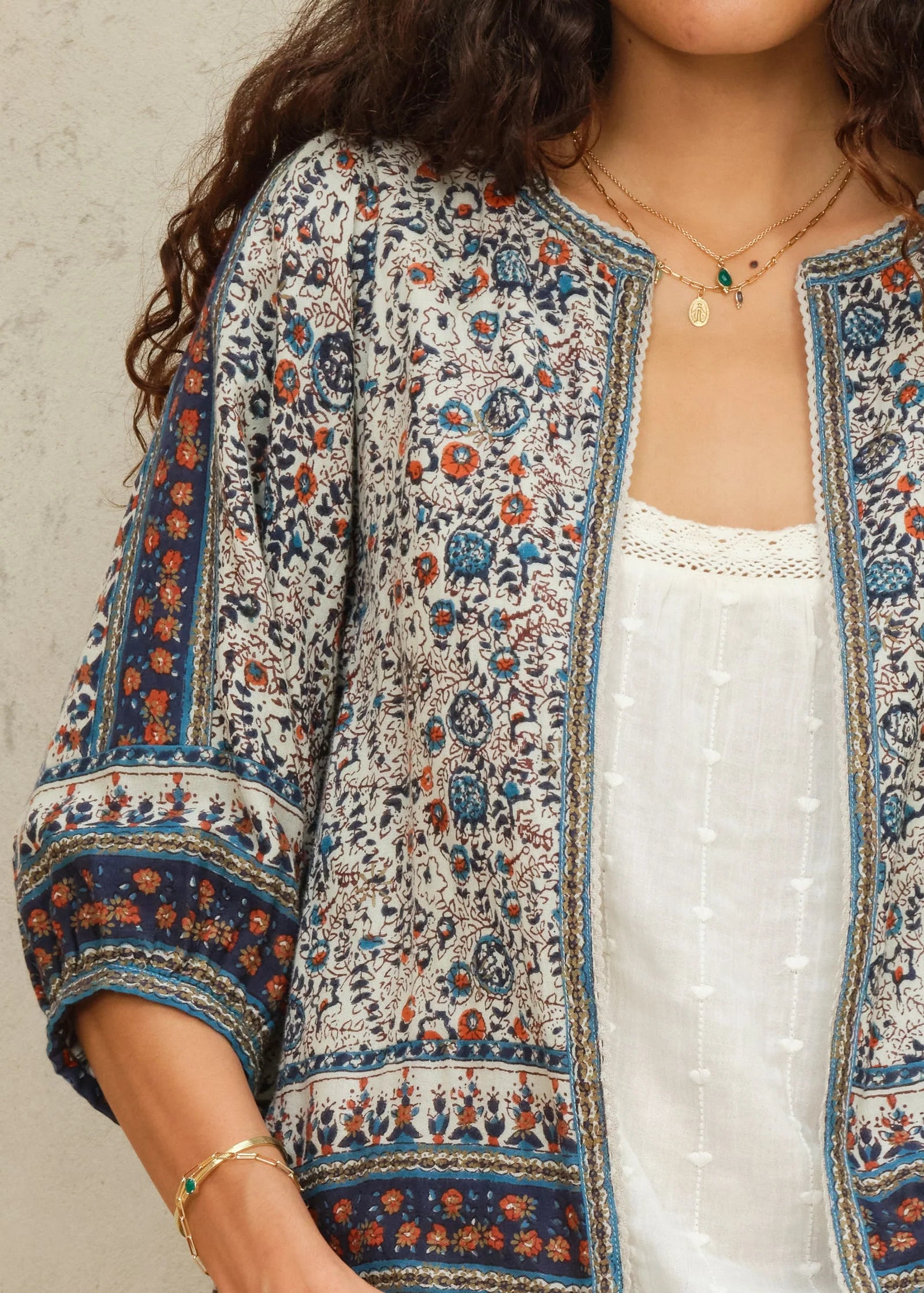 M.A.B.E | Cass Print Jacket Indigo/Rust