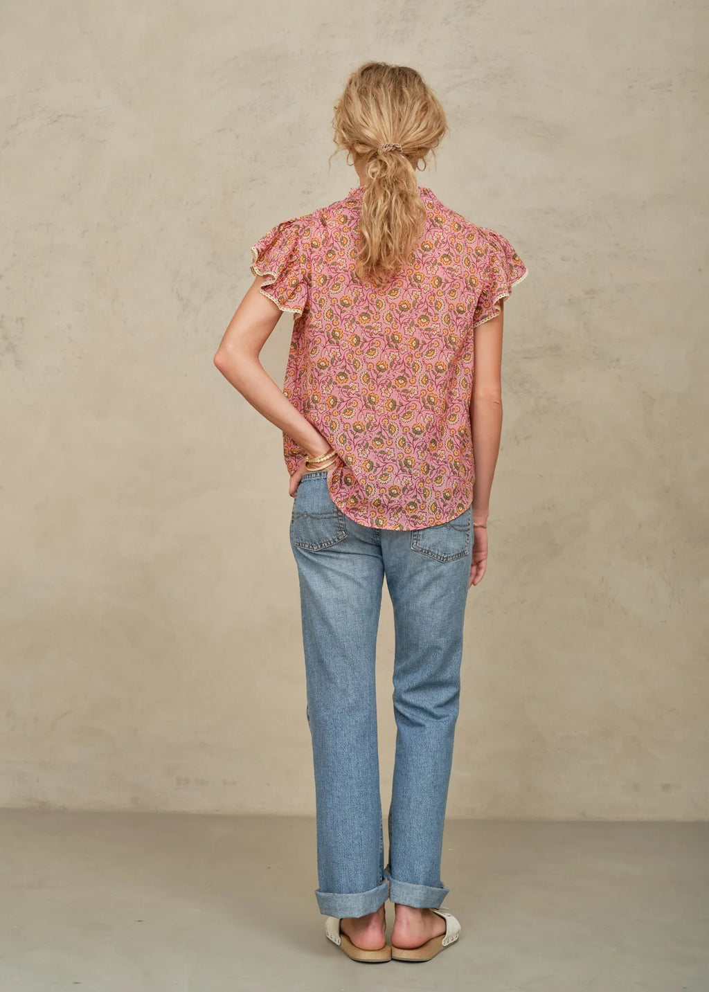 M.A.B.E. | Ceci Floral Printed Cotton Short Sleeve Top