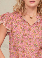 M.A.B.E. | Ceci Floral Printed Cotton Short Sleeve Top