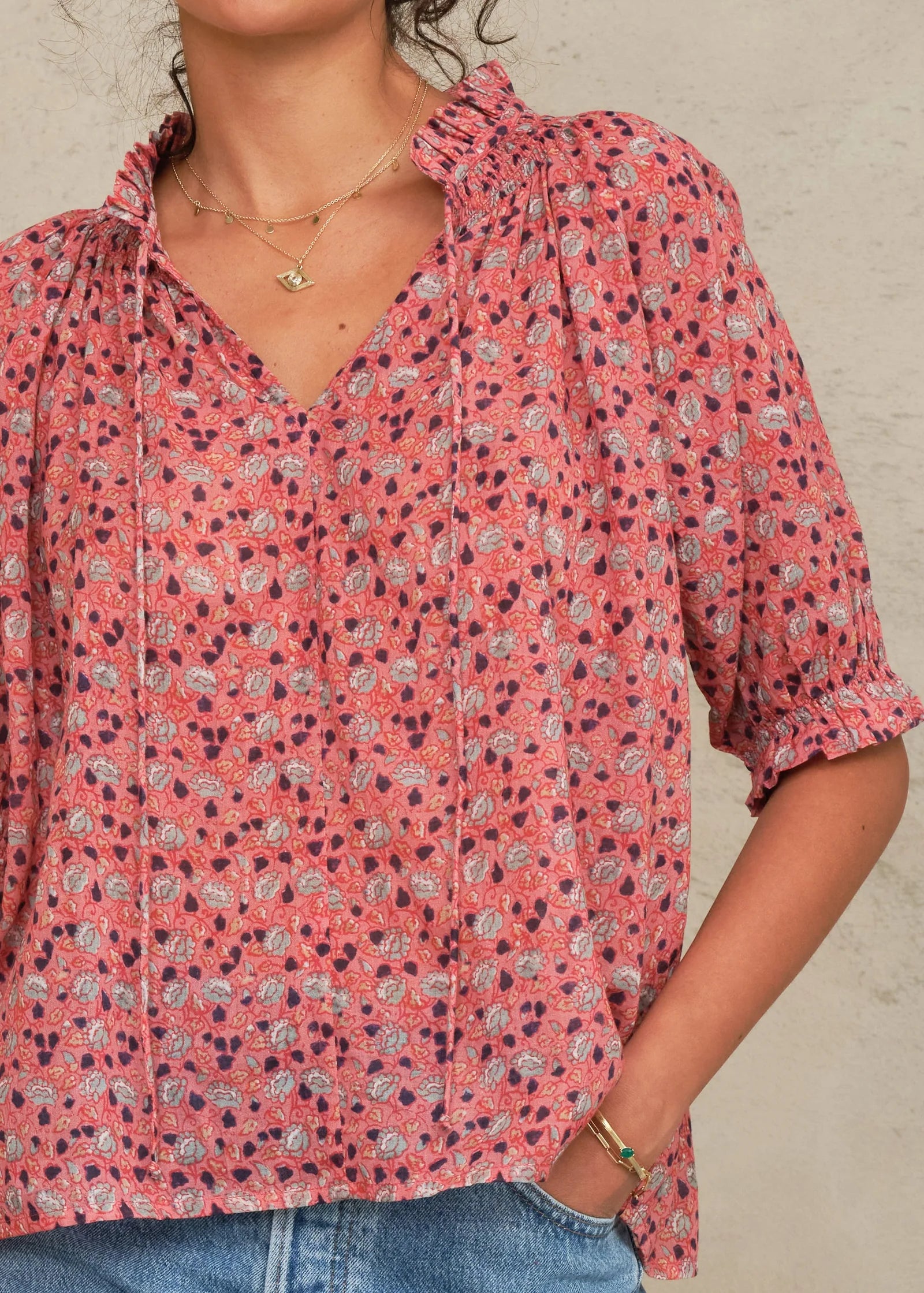 M.A.B.E | Darla Print Top Rose/Multi