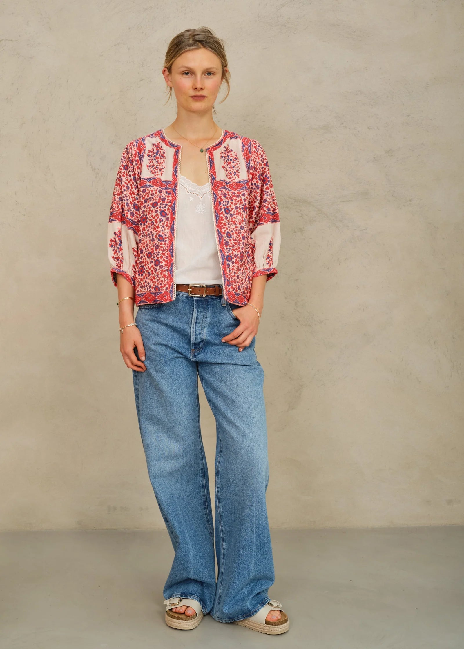 M.A.B.E | Della Print Jacket Red/Navy