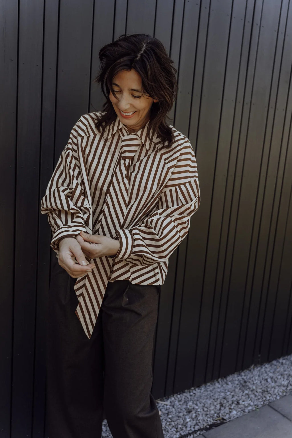 Aimee The Label | Oslo Blouse Brown Stripe