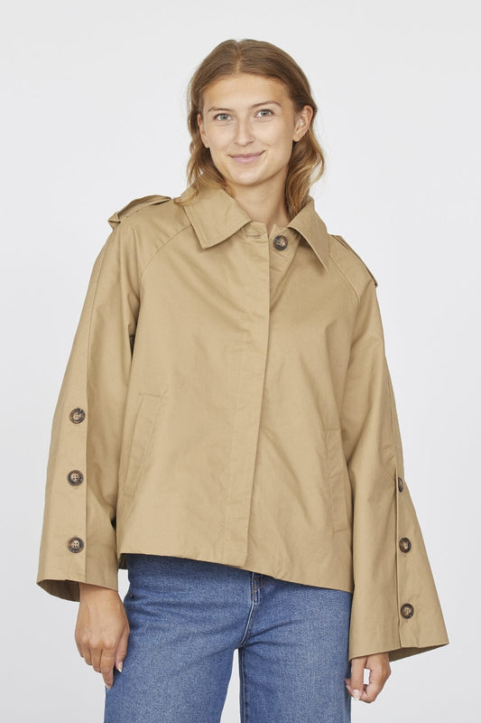 Sisters Point | korte trench coat - Dar-N.short - camel - 18107