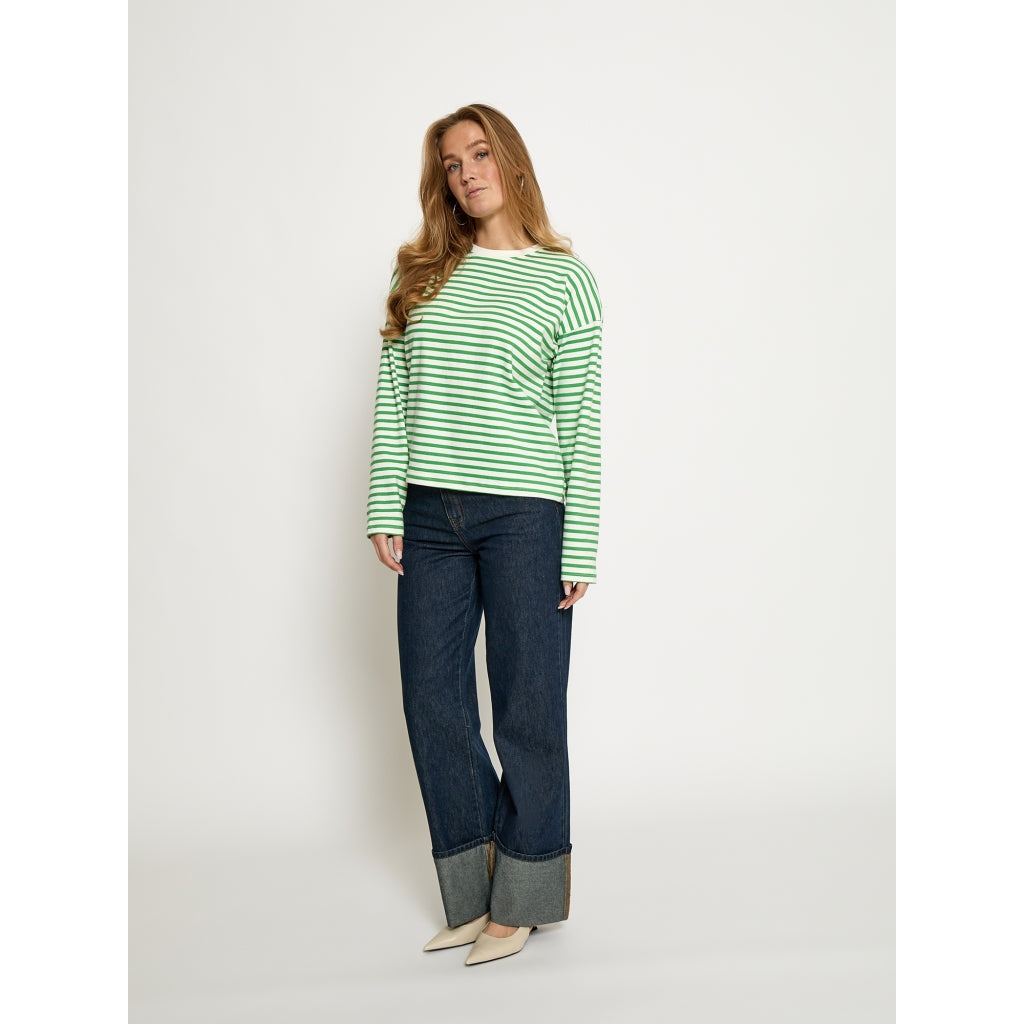 Minus | Denisa Striped Longsleeve T-shirt Greenbriar Stripe
