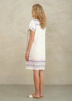 M.A.B.E. | Elsa Embroidered Cotton & Lace Trim Sundress Ecru/Multi