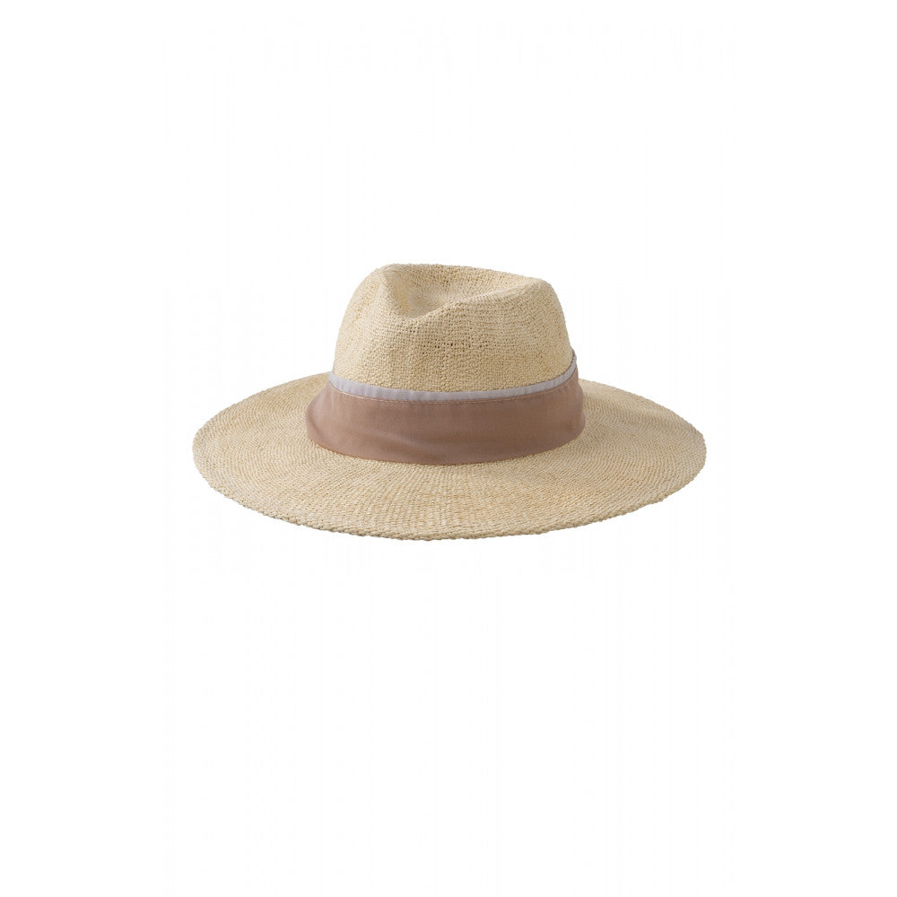 YAYA | Fedora hat with two-tone band - cement beige