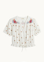 M.A.B.E. | Harlie Short Sleeve Top - Ecru/Multi