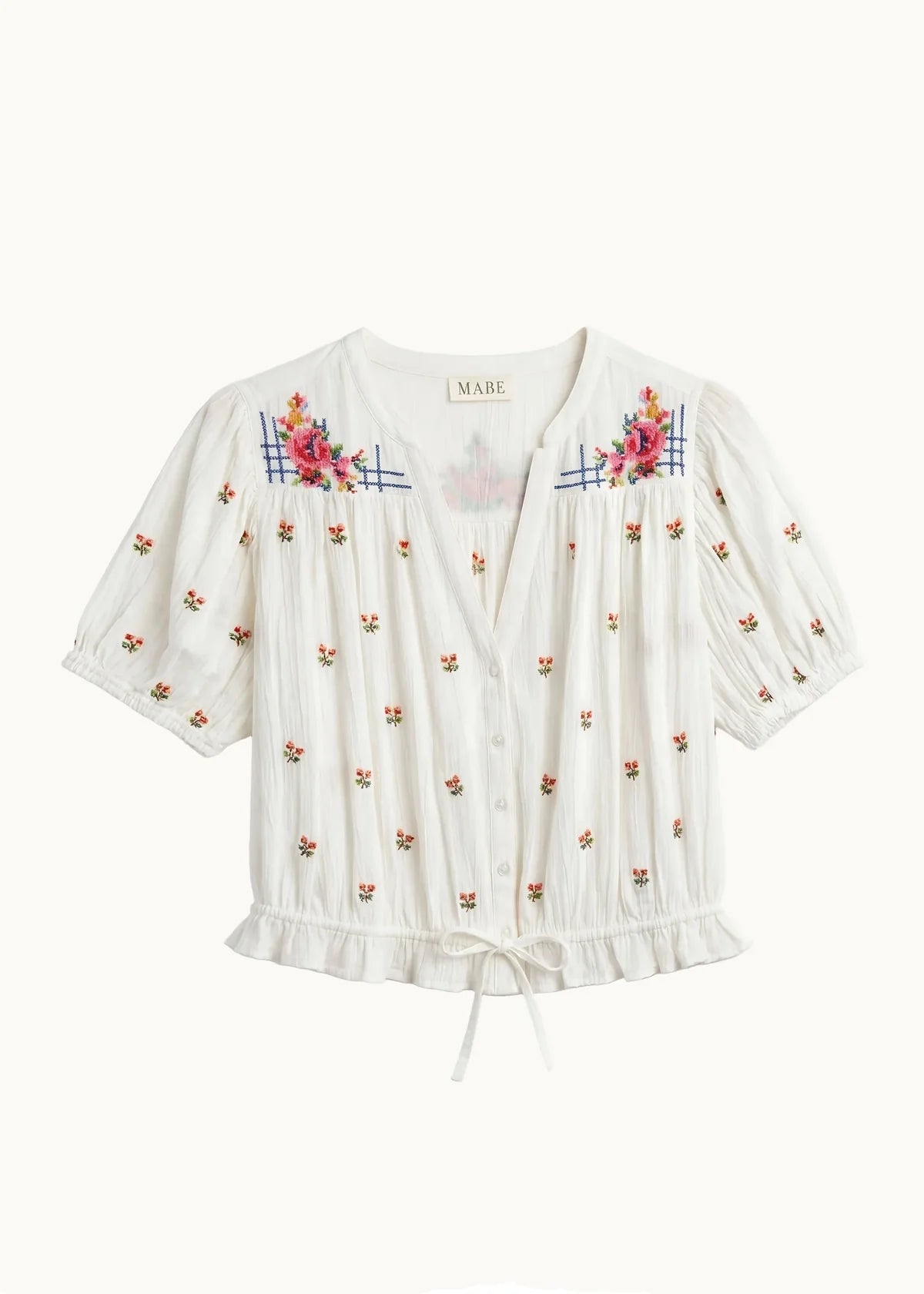 M.A.B.E. | Harlie Short Sleeve Top - Ecru/Multi