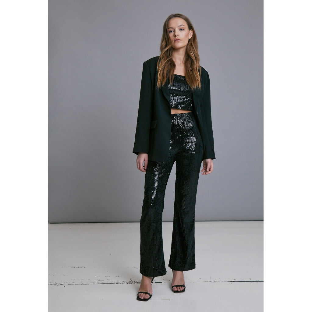 Minus | Holli high waisted flared sequin pant - black