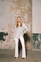 Homage| Jane Colored velevt flared pants Off white H-CW23M27